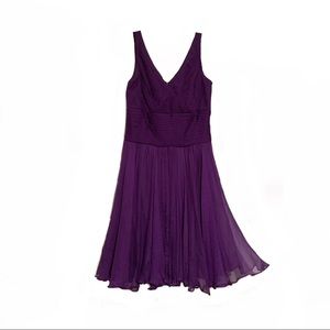 JS purple knee length chiffon v-neck dress